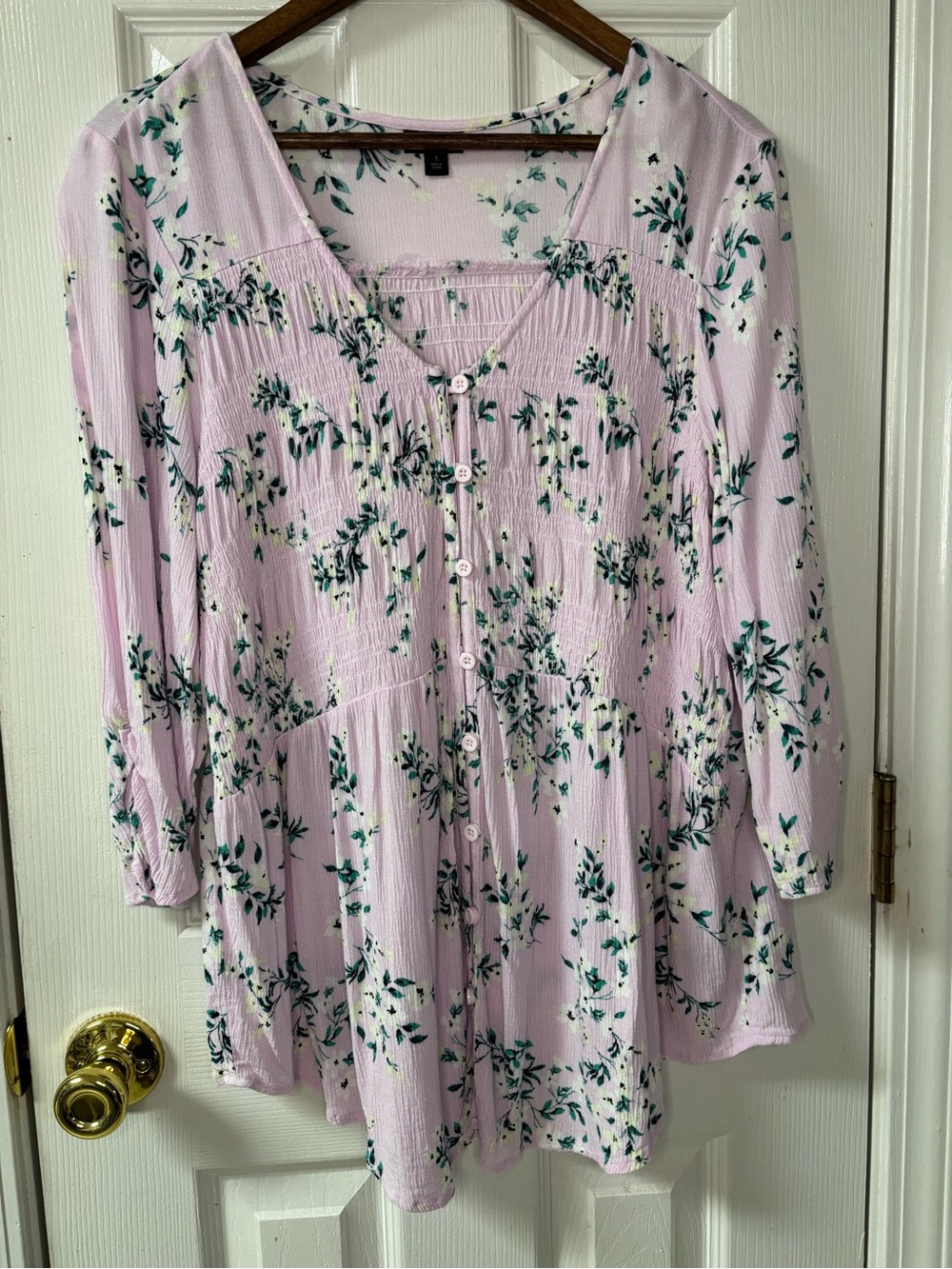 torrid Light Pink Floral Button-Front Tunic
